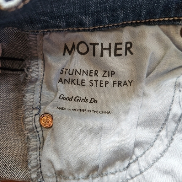 Mother Stunner Zip Ankle Step Fray high waisted skinny blue  denim Jean pants - Picture 10 of 14